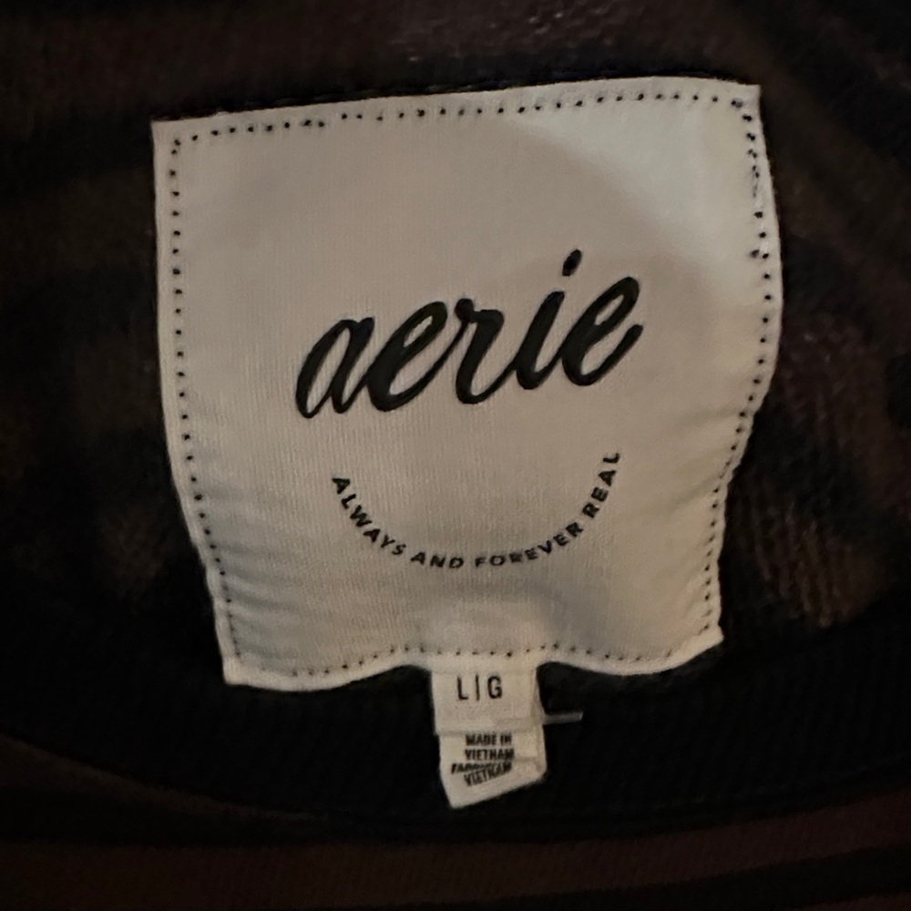 Aerie Striped Black and Brown Sweatshirt - Picture 2 of 6